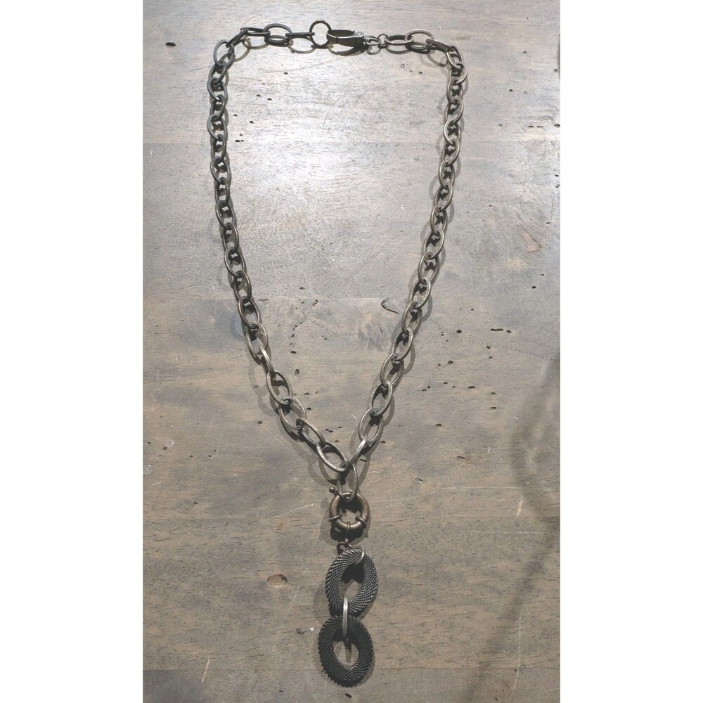 Erica Zap Necklace Mixed Metal Mesh Infinity Pendant Necklace - Chunky Oval Link